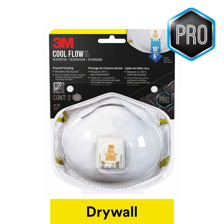 Disposable Respirator, 8511, Drywall Sanding, One Size, N95, 2/PK, 6 PK/CS