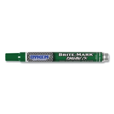 DYKEM 84207 BRITE-MARK ROUGHNECK Paint Marker, Green, Medium (#16), Bullet, Valve Action