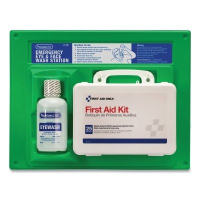 First Aid Only 24500 First Aid Kit and Eye Wash Station, 16 oz, Plastic Case