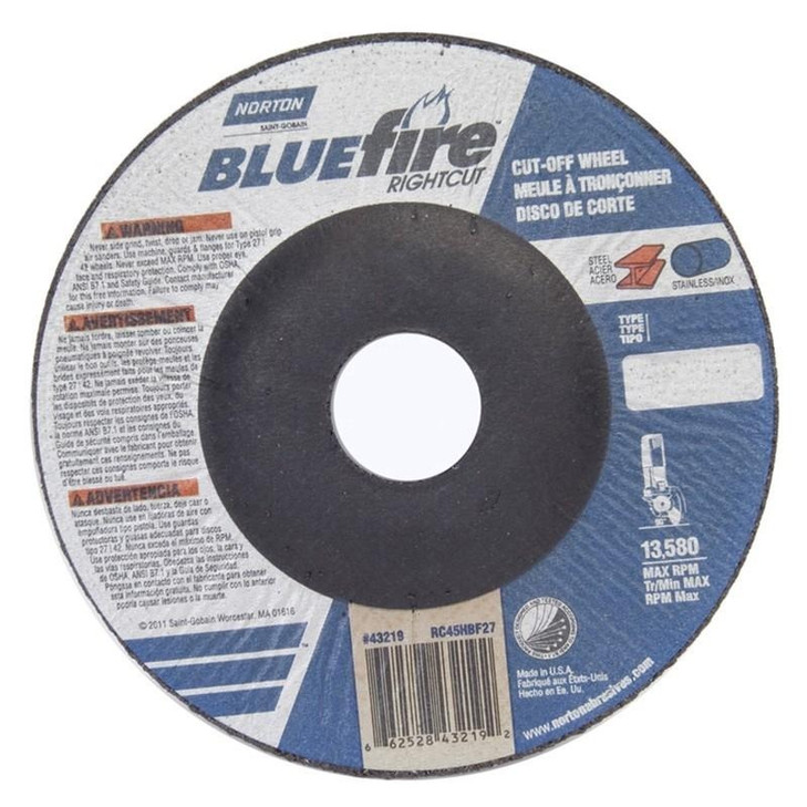 Type 27 charger Right-Cut Cut Off Wheels 4-1/2" x.045 x 7/8" New Blue Fire