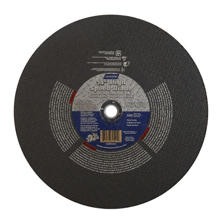 HIGH SPEED CUT-OFF BLADES, Type 1 - Metal Decking, Size: 14 x 1/8 x 1, Maximum RPM: 5400