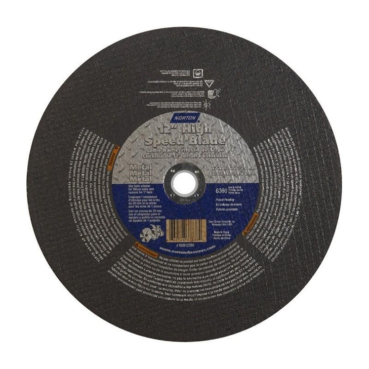 Norton Cut-Off Wheel, Size: 12 x 1/8 x 1/20mm, Grit: A24/2T, For: Metal, Packaging Qty: 1 per each -  10 per Box