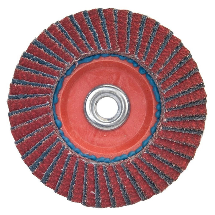 Norton Red Head Flap Disc, Series: R61/R822, Type 27, Size: 4-1/2 x 5/8-11, Grit: 60, Mineral: Ceramic Alumina/Zirconia Alumina, Package Qty: 5 per box