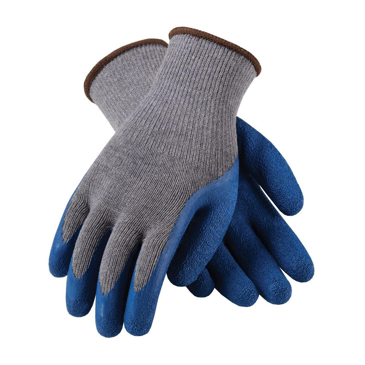 PIP G-TEK, BLUE LATEX "CRINKLE GRIP", GRAY COTTON/POLYESTER SHELL, REGULAR GRADE , Size Large, Case Qty.: 6 Dozen