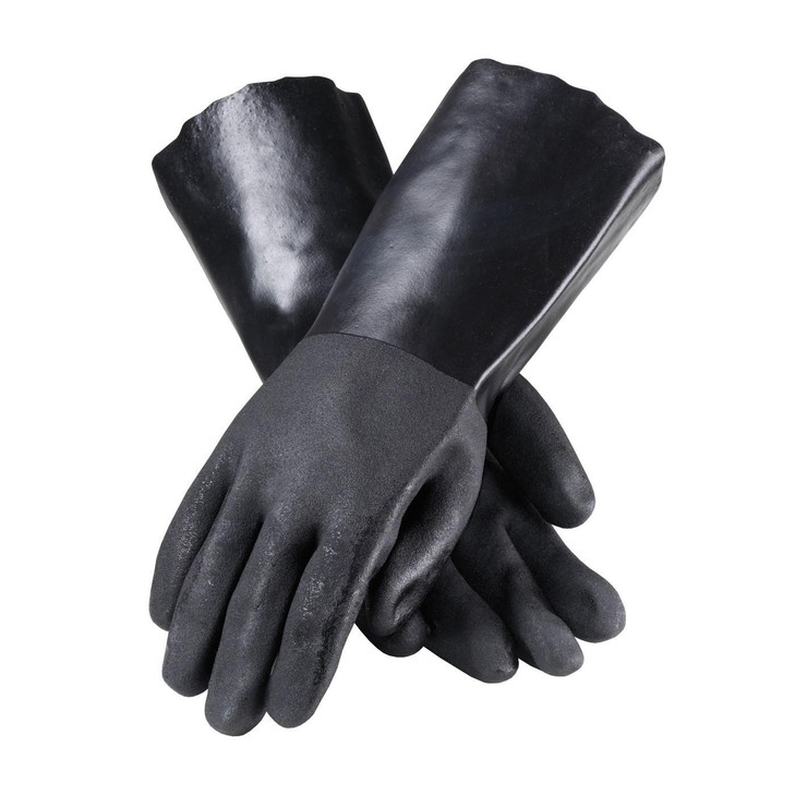 PIP PROCOAT PVC GLOVES, STANDARD SANDY FINISH, BLACK, 14" LENGTH, INTERLOCK LINED , Case Qty.: 6 Dozen