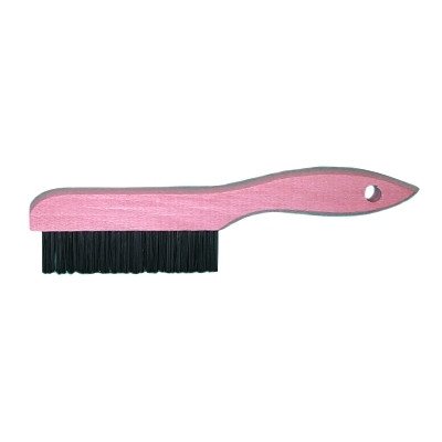 Magnolia Brush 4S Shoe Handle Wire Scratch Brush, 10 in, 4 x 16 Rows, Carbon Steel Wire, Wood Handle