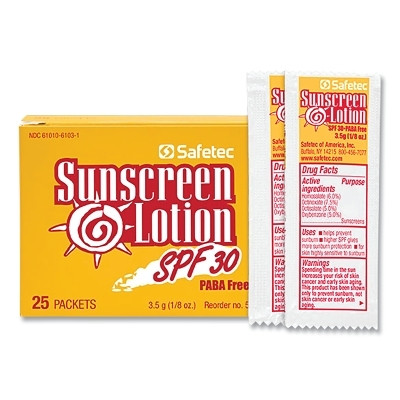 Safetec 53373 Sunscreen, SPF30, 8 oz Packet, 25 per Box
