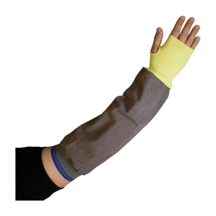 PIP KUT-GARD INTERLOCK 60% FR VISCOSE, 40% KEVLAR SLEEVES, SINGLE PLY, 22" LENGTH, KEVLAR KW W/ THUMB HOLE, BLUE/GOLD ELASTIC BICEPT STAY UP, Case Qty.: 144 Each