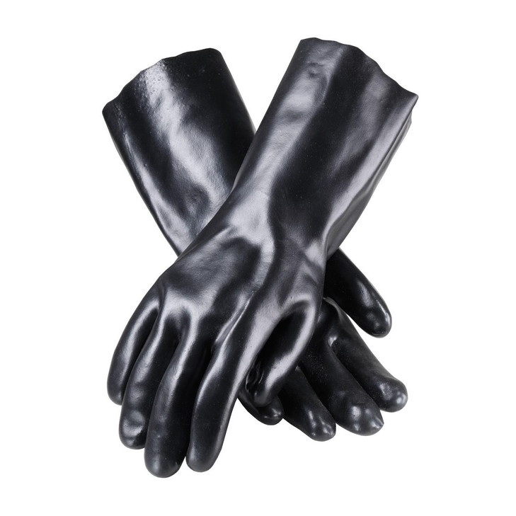 PROCOAT PVC GLOVES, SMOOTH FINISH, BLACK, 14" LENGTH, INTERLOCK LINED