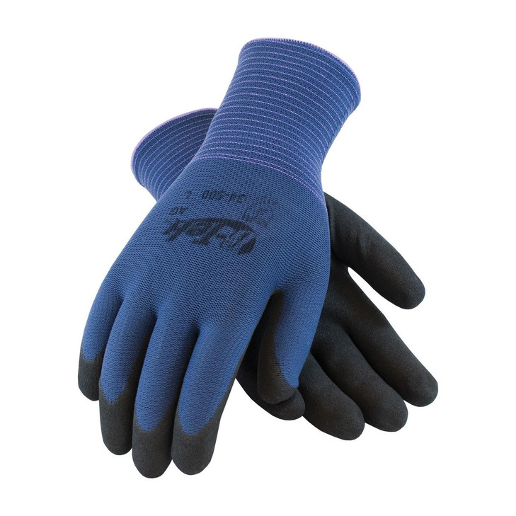 PIP G-TEK ACTIVE GRIP BLACK NITRILE WITH MICRO SURFACE GRIP ON GRAY SEAMLESS KNIT NYLON LINER , Size Large, Case Qty.: 12 Dozen
