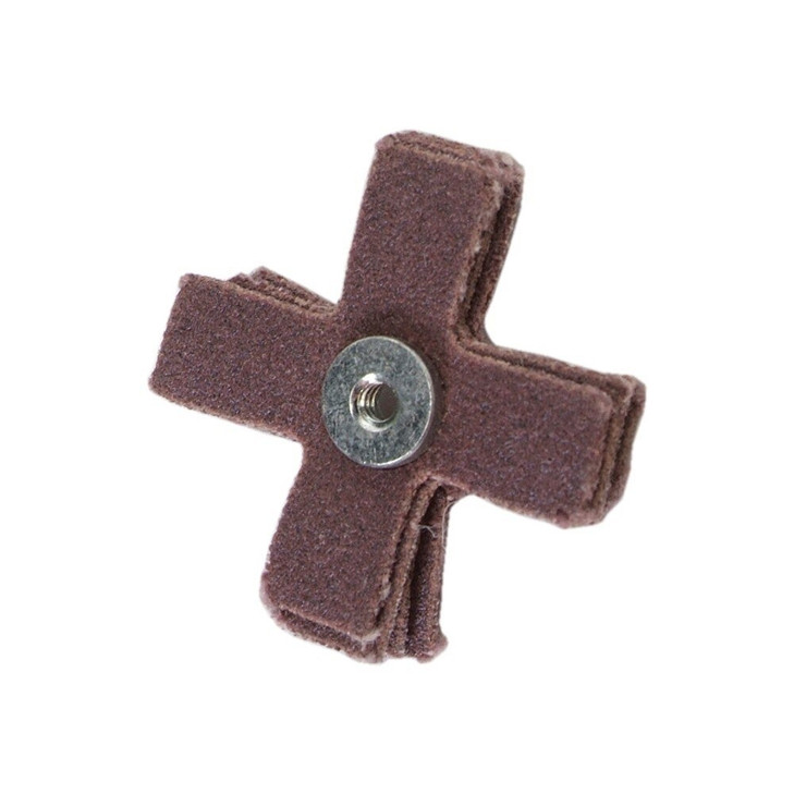 Norton Cross Pad, Type: 8 Ply, Size: 1 x 1 x 3/8, Style: All pads are furnished with standard quick change eyelet, Eyelet:  3-48, Material: Aluminum Oxide, Grit: 100, Packaging Qty: 1 per each - 100 per pack