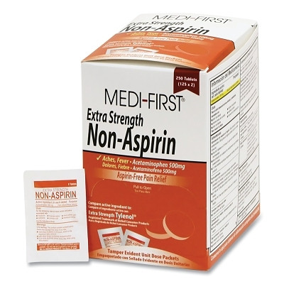 Medi-First 80448 Extra-Strength Non-Aspirin Acetaminophen Tablets 500 mg 125-Count Box