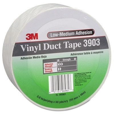 3M 7100146009 Vinyl Duct Tape 3903, Yellow, 2 in x 50 yd x 6.5 mil