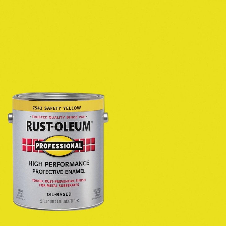 Rust-Oleum High Performance Protective Enamel, Size: 1 Gallon, Color: Safety Yellow, sold by case quantity of 2/priced per each