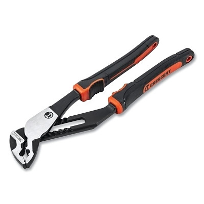 Crescent RTZ28CGV Z2 K9 V-Jaw Dual Material Tongue and Groove Plier, 8 in L, V-Jaw Jaw, 8 Adj, Carded, Straight Handle