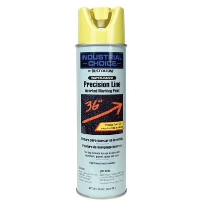 Rust-Oleum 203034 Industrial Choice M1600/M1800 System Precision-Line Inverted Marking Paint, 17 oz, Hi Visibility Yellow, M1800 Water-Based