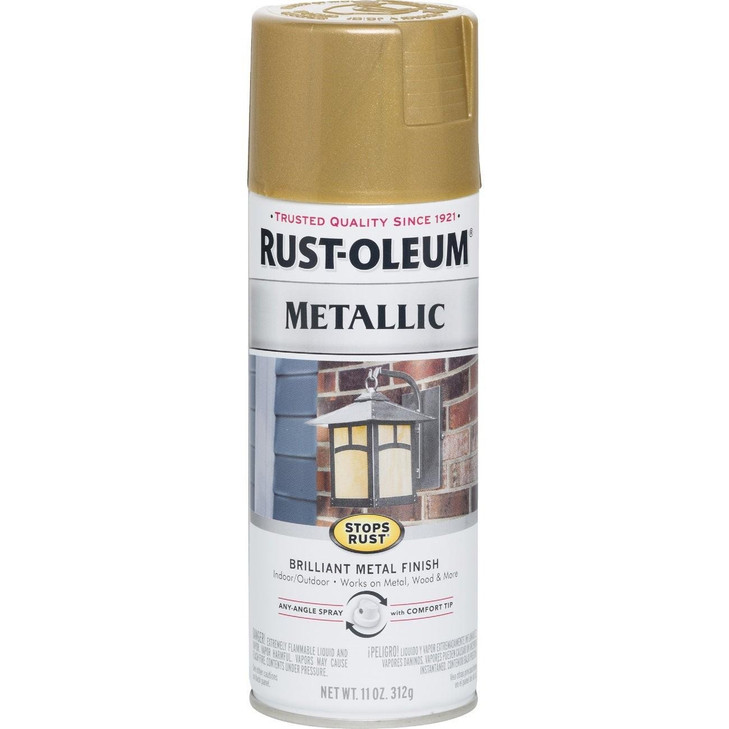 Rustoleum Stops Rust Outdoor Metallic Aerosol Spray Finish, Color: Gold Rush, Net Wt: 11 oz, Packaging Qty: 1 can per each - 6 cans per case