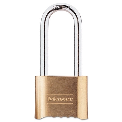 Master Lock 175LH No. 175 Combination Brass Padlock, 5/16 in dia, 2-1/4 in L x 1 in W, Brass