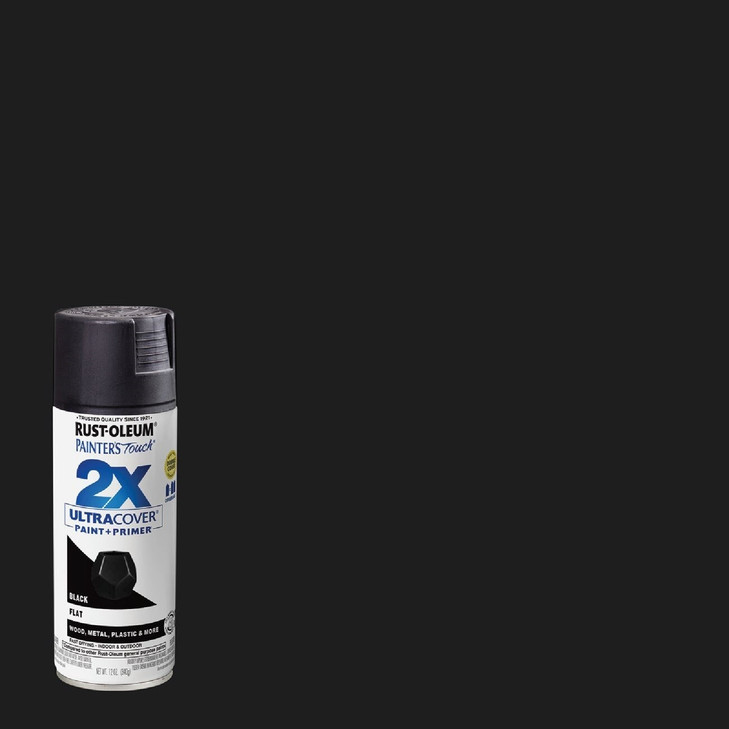 Paint & Primer Spray Paint, Flat Black, 12 oz. Can, 6/Case