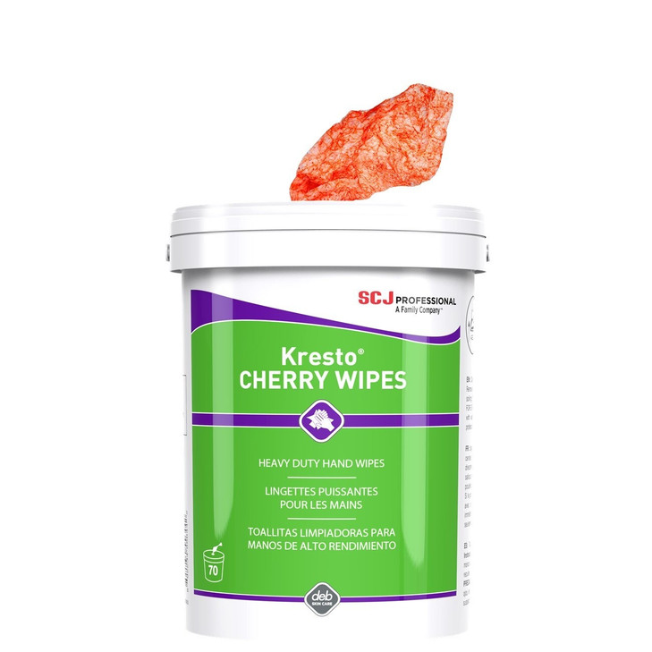Hand Wipes, Kresto, 70 Ct, Canister, White/Red, Cherry, 6/CS