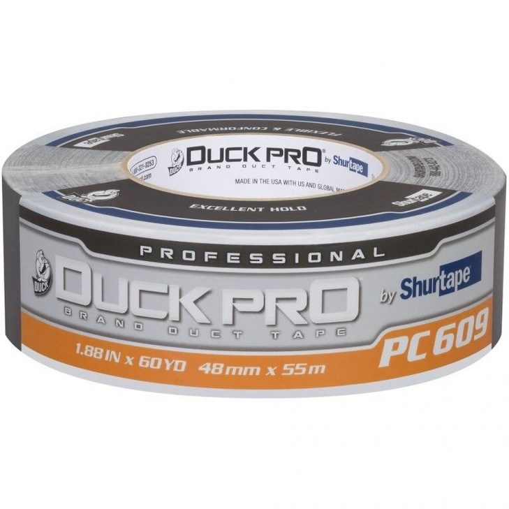 PC 609 Duck Pro® Professional Grade, Co-Extruded Cloth Duct Tape, Size: 48mm x 55m, 24/CS