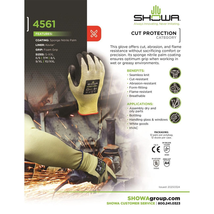 Cut Resistant Glove, X-Large, A4 Cut, Nitrile, Yellow