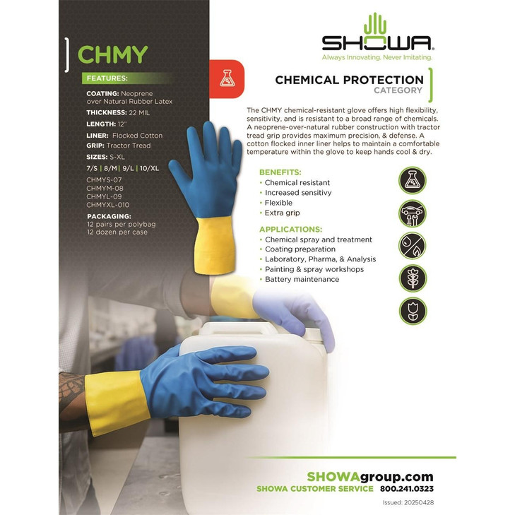 Chemical Resistance Glove, Small, 13 L, Yellow