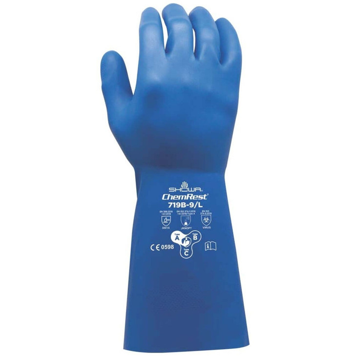 Chemical Resistance Glove, Large, 17.5 L, Blue