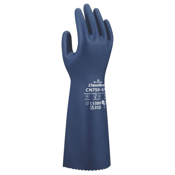 Chemical Resistance Glove, Medium, 13 L, Blue