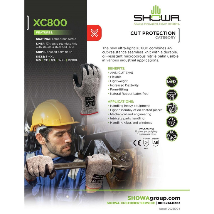 Cut Resistant Glove, X-Large, A5 Cut, Nitrile, 11 L