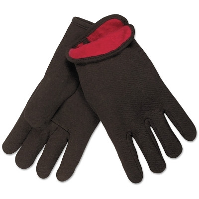 MCR Safety 7900 Fleece-Lined Jersey Gloves, Large, Brown/Red