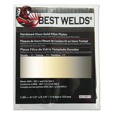 Best Welds 93245811 Hardened Glass Gold Filter Plate, Gold/11, 4.5 in x 5.25 in, SH11, Glass