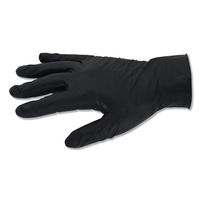 KleenGuard 49276 G10 Kraken Grip Nitrile Gloves, Beaded Cuff, Fully Textured, Unlined, Med/8, Black, 6 mil