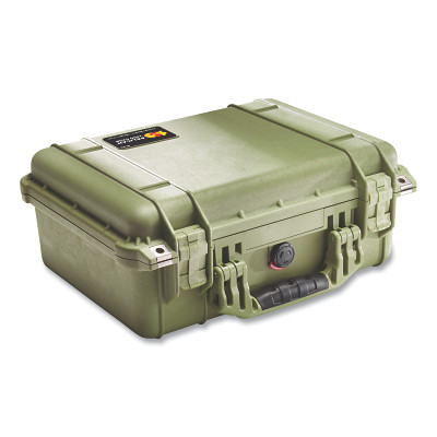 Pelican 1450000130 Protector Case, 0.53 ft, 16.44 in L x 13 in W x 6.82 in D, Olive Drab Green, with Foam