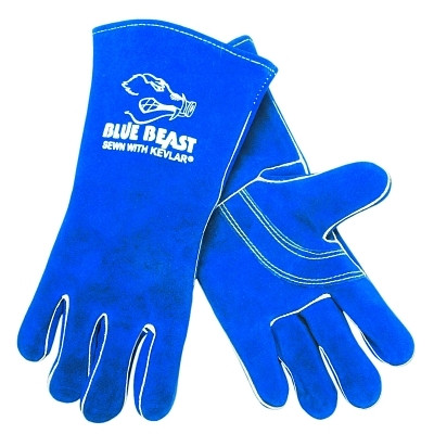 MCR Safety 4600 Blue Beast Select Side-Split Leather Welding Work Gloves, XL, Blue, Gauntlet Cuff