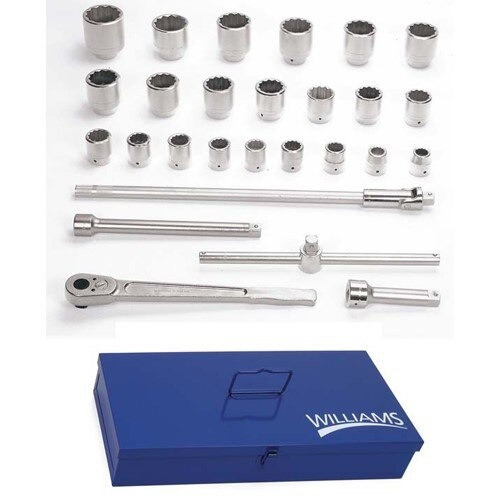 Socket/Tool Set, 28 Pieces, 12-Point, 1 Inch Dr