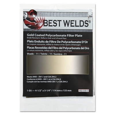 Best Welds 93211011 Gold Coated Filter Plate, Gold/11, 4-1/2 in x 5-1/4 in, Polycarbonate