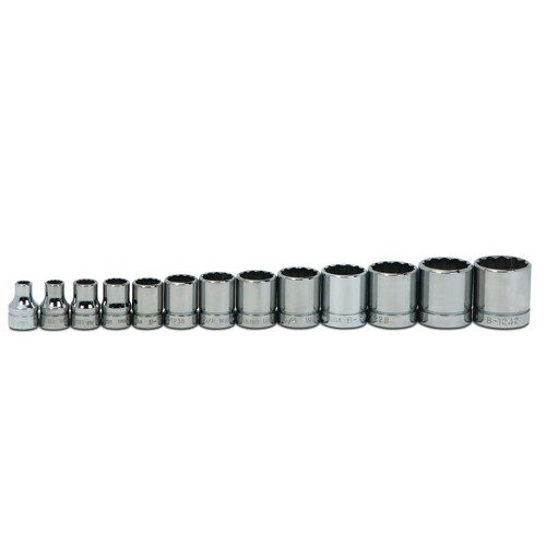 Socket Set, 13 Pieces, 3/8 Inch Dr, Shallow, 3/8 Inch Size