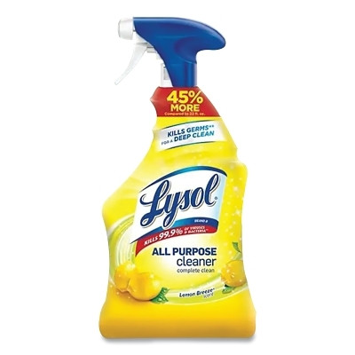 Lysol CB75352 Disinfectant All-Purpose Cleaner, 32 oz, Trigger Spray Bottle, Lemon Scent