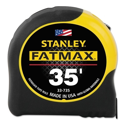 Stanley 33735 FatMax Classic Tape Measure, 1-1/4 in W x 35 ft L, SAE, Black/Yellow Case