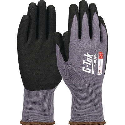 Boss G-Tek 1UH7830L Seamless Knit Nylon Spandex Glove Premium Nitrile MicroSurface Grip Large Gray/Black