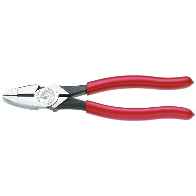 Klein Tools HD2139NE Lineman's High-Leverage Pliers, 9.34 in OAL, 0.797 in Cross-Cut Cutting Length, Heavy Plastic-Dipped Handles