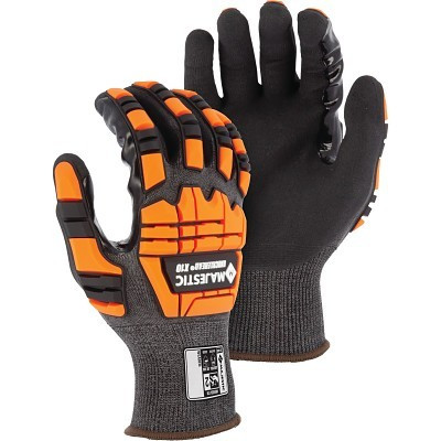 Majestic 35-5465/L Knucklehead X10 with Korplex Gloves, Large, Gray/Orange with Black Coating