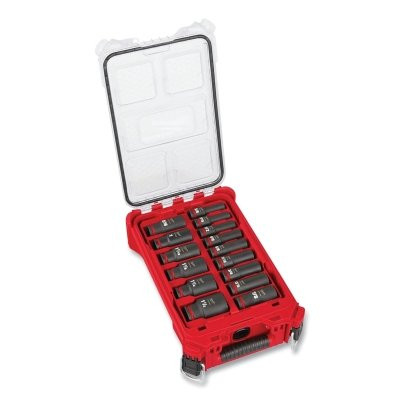 Milwaukee Tool 49-66-6802 SHOCKWAVE Impact Duty PACKOUT Socket Set, 1/2 in Drive,  15 Pc,  SAE