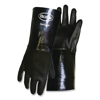 Boss by PIP 1SN2537 Chemguard+ Long Heavyweight Neoprene Gloves, Sanitized Treated, Large, 14 in L, Black