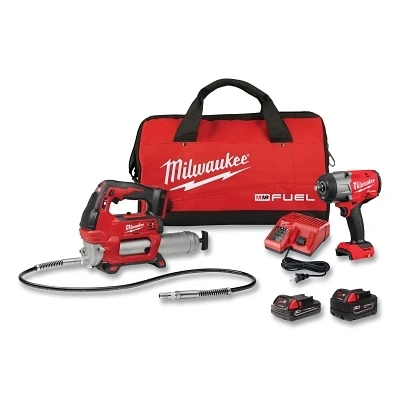 Milwaukee Tool 2967-22GG M18 FUEL HTIW with Friction Ring & Grease Gun Combo Kit, 18V, 2000 RPM