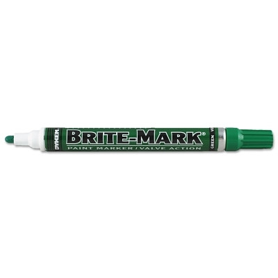 DYKEM 84007 BRITE-MARK Medium Permanent Paint Marker, Valve Action, Green