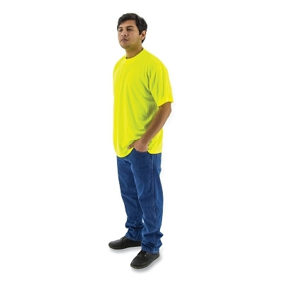 Majestic 75-5303/X2 High Visibility Short/Long Sleeve Shirt, Short Sleeve, 100% Birdseye Mesh Polyester, Yellow, 2X-Large