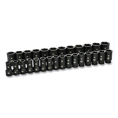 GEARWRENCH 84033 Impact Socket Set, 3/4 in Dr, 6-point, Metric, 19 mm to 50 mm, 28-Pc Deep Length, Incl Blow Mold Case