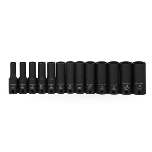 Williams Imp Skt Set 3/8 Dr 13 Pc Dp 12 Pt, Metric Set